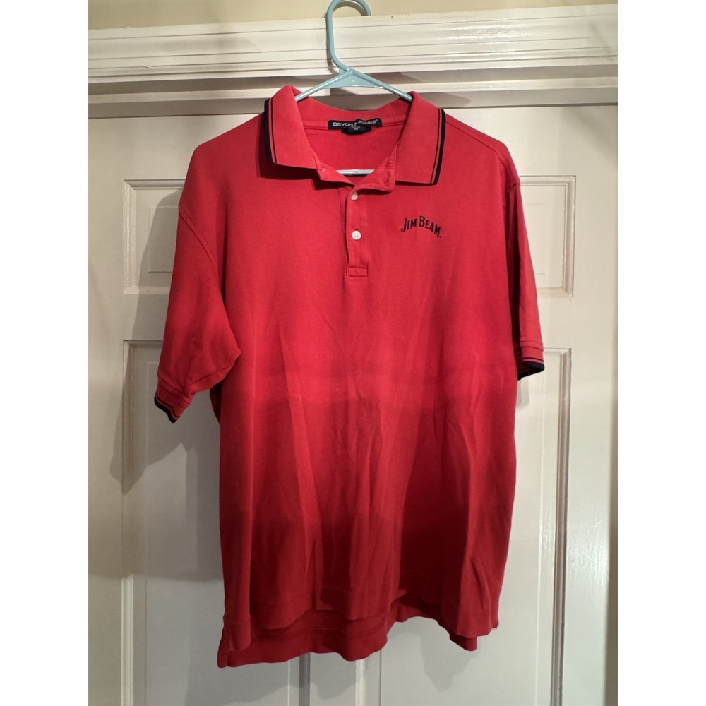 Jim Beam Polo By Devon & Jones Men's Medium 100% Cotton